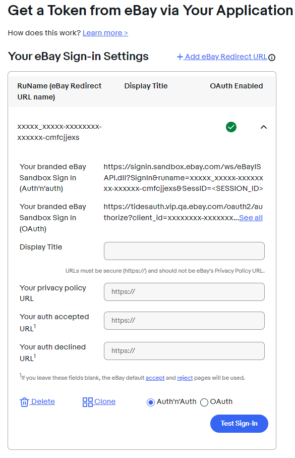 Configuring the RuName for a User token